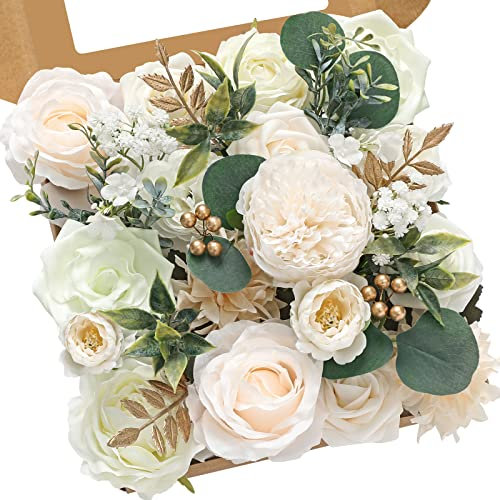 Serwalin Fleurs Artificielles Fleurs Blanches Fleurs de Mariage Fleurs de Gâteau pour Bouquets de Mariage Centre de Table pour Douceur de Mariage Arrangements Floraux Fête Décoration d'automne