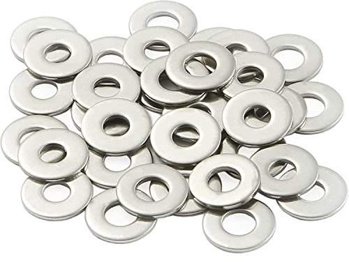M4 Washers, 4mm x 9mm Metal Flat Penny Washer Thickness 0.8mm- A2 304 Stainless Steel Washers (100 Pack) AMLOOPH Large OD Plain Wide Metal Round Flat Spacer Repair Washer For Screws Bolts