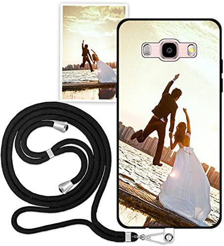 Sunrive Personalisierte Hülle kompatibel mit Samsung Galaxy J5 2016 Silikon, matt Handyhülle Benutzerdefiniert Weicher Etui mit Eigenem Foto Bild Text Individuelle + 1 x Universale Handykette