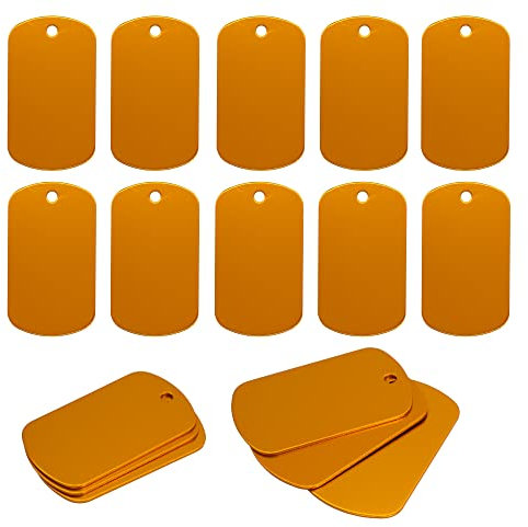 Aluminiumgravur Rohlinge Aluminium Rechteck Blank Tags Stanzen Rohlinge Gravur Rohlinge Hundemarke 25 Pack (Orange)