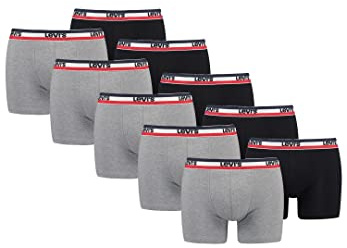 Levi's Sportswear Logo Herren Boxershorts Unterwäsche aus Bio-Baumwolle im 10er Pack, Farbe:Middle Grey Melange, Bekleidungsgröße:XL