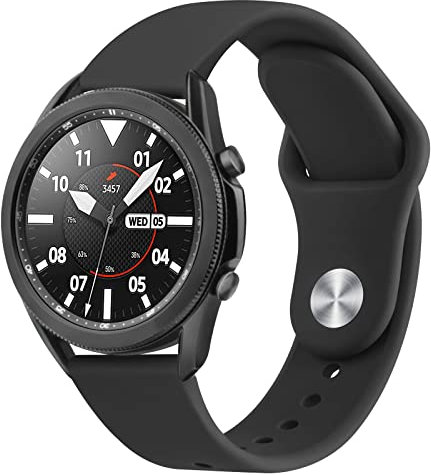 Mugust Armband Kompatibel mit Samsung Galaxy Watch 3 45mm / Galaxy Watch 46mm / Samsung Gear S3 Frontier/Gear S3 Classic, 22mm Wasserdichtes und Langlebiges Silikon Sport Armbänder (Schwarz)
