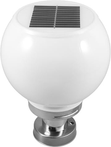 OSALADI Led Solar Wandsäulenlampe 200mm Solarbetriebene Außenleuchte Weiß Mit Rundem Licht Für Gartendekoration