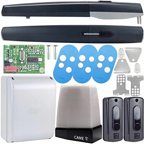 CAME 8K01MP-015 KIT AXI per porte doppie con porta fino a 2,5 metri e peso fino a 250 kg, 24V, Apriportone Automatico con 3 Telecomandi, Luce di Allarme e Barriera Fotoelettrica per Cancello di