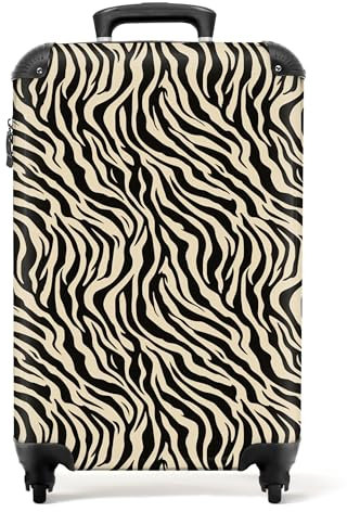 NoBoringSuitcases.com® Handgepäck, Hartschalenkoffer mit TSA Schloss, Trolley, Reisekoffer, Carry on, Rollkoffer, Klein oder Mittelgroß Schwarz Weiß