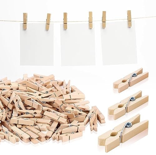 Holzklammern Mini Wäscheklammern 150 Stück Deko Klammern Holzwäscheklammern Klein für Fotos Bilder Collagen Postkarten Geschenke(DREI Größen)