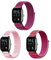 ZoRoll 3 Pack 20mm Bracelet Nylon pour Amazfit Active 2/Active/GTS 4/GTS 4 Mini/GTR Mini/Bip 3 Pro/GTS 3/GTS 2e, Souple Élastique Bracelet pour Amazfit GTR 42mm - Rose Clair+Violet+Rose Foncé