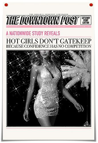 Bittiler Trendy Y2K Leinwand-Wandkunst Hot Girls Don't Gatekeep Pink Girly Poster Trendy Retro Musik Lustig The Downtown Post Indie Raumdekor Ästhetische Mädchenwanddekor Druck Gemälde 30,5 x 40,6 cm