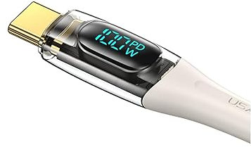 P4Y USB-C vers USB-C Câble US-SJ590 PD 100W embout d'affichage numérique Compatible avec Power Delivery (PD) jusqu'à 100W Transfert de données 10 Gbps Beige Shadow series 1.2m