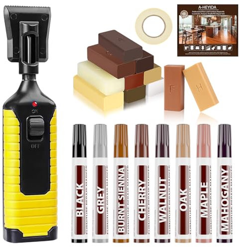 Laminat Reparaturset - Parkett Reparaturset with 11 Farben Hartwachs,Einfache Lösung Reparatur von Kratzern, Löchern,Verschleiß in Holz,Vinyl Reparatur set für Holzböden Möbel