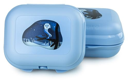 Tupperware To Go Mini-Twin Größe 1 kleine Brotdose Twin Schule Kindergarten (hellblau Winter Set 2er)