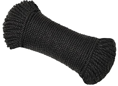 vidaXL Work Rope Black 3 mm 50 m Polypropylene