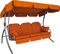 Angerer Freizeitmöbel GmbH Hollywoodschaukel Ibiza - Gartenschaukel Made in Germany - Schaukel zum Sitzen, Liegen und Entspannen - inklusive Bett-Funktion - einfache Montage (Orange-Creme gestreift)