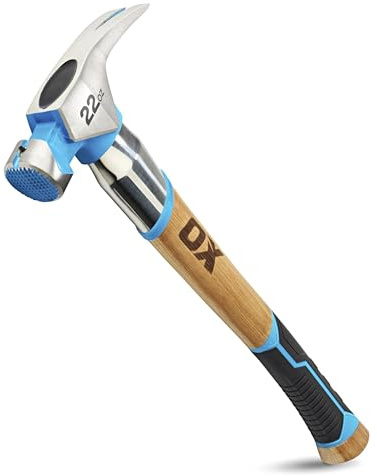 OX 22 oz Framing Hammer Milled Face with Rubber Grip Wood Handle Hammers with American Hickory - Claw Martillos De Construccion
