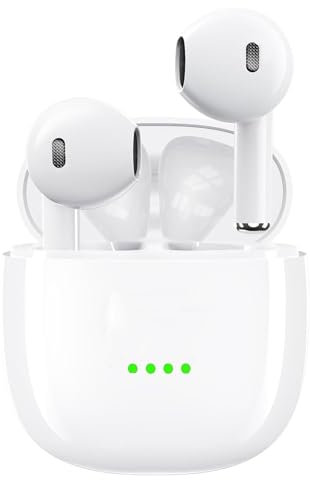 Kabellose Ohrhörer Bluetooth 5.3 Kopfhörer Touch Control mit Ladecase IPX8 wasserdichte Immersive 3D Stereo Sound Noise Cancelling In-Ear Kopfhörer Eingebautes Mikrofon für iPhone/Samsung/iOS/Android