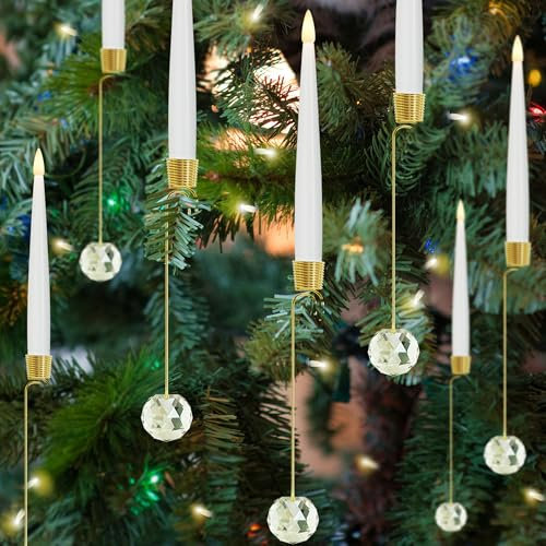 JOIONE Christmas Tree Candles with Remote Timer, 12 Pack Flameless Candles for Christmas Tree Flickering LED Candles for Indoor - Clear Crystal Ball