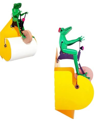 WSRRDRECVHi Support de papier toilette créatif en forme de grenouille à vélo, support mural en forme de grenouille en bois, distributeur de papier toilette amusant