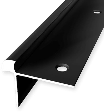 Treppenkantenprofil 33 x 43 x 2500 mm Winkelprofil Aluminium Glatt Doppelt Versetzt Versenkt Gebohrt Schwarz Einfasshöhe 8 mm Küberit