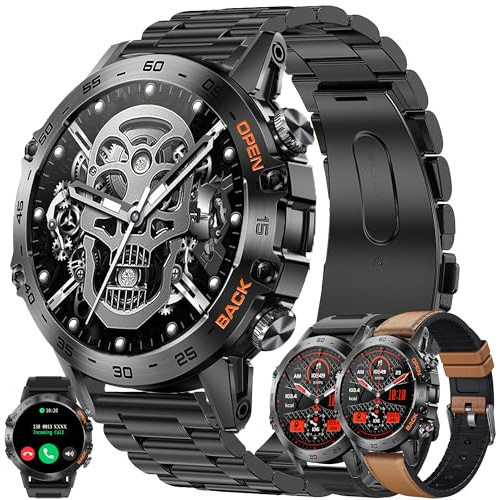 ZPIMY Smartwatch Herren mit Telefonfunktion, 1,39” AMOLED 5ATM Fitnessuhr mit Schlafmonitor, Schrittzähler Herzfrequenz SpO2, 100+ Sportmodi Uhr, Sportuhr Aktivitätstracker für Android iOS (Schwarz)
