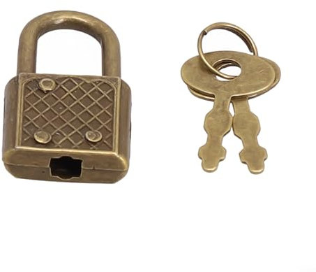 Candado vintage fiable con llave, protege tus objetos de valor con estilo (dorado)