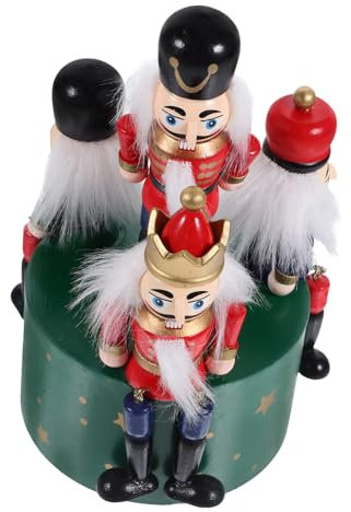 Anneome Caja Musical Giratoria De Adorno Forma De Nutcracker Decoración Navideña Colorida para Hogar y Oficina para Escritorios y Estanterías Diseño Europeo Artesanal Verde