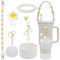 DONGZQAN Cup Zubehör Set, 7 Stück Cup Accessories, Strohhalm Abdeckung, Wasserflasche Griff Riemen, Siliocne Cup Stiefel, Wasserflasche Griff Riemen für Stanley Cup (White)