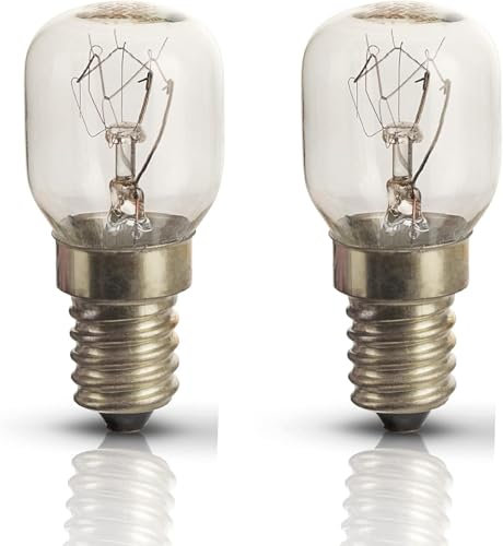 Bell Lighting Oven Lamp 25W (Pack of 2) - SES Dimmable Bulb, Warm White 2700K, 300 Degree Heat Resistant, 240V 190 Lumens - Small Edison Screw Clear Microwave/Oven Rated Light Bulbs