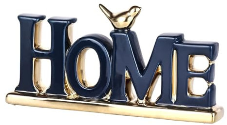 Blue and Gold Home Signs for Home Decor Statue, Love Sign Decoration, Gold Bird Sculpture, Personalized Love Decor, Gold Style Figurine Decorative Ornaments for Living Room, Bedroom, Desktop, Cabinets