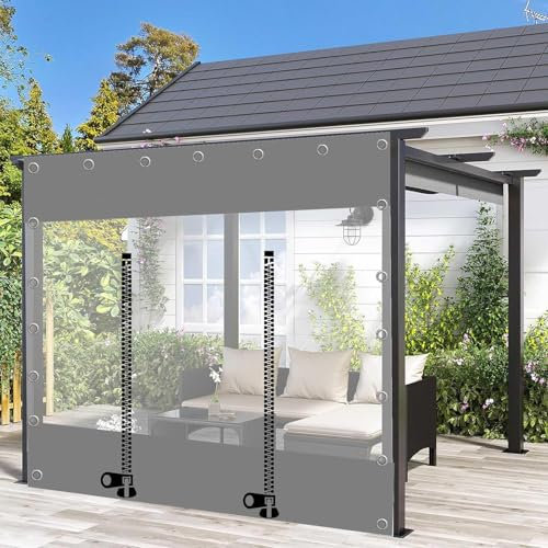 Clear Waterproof Pergola Tarpaulin Side Panels with Zipper Customizable PVC Plastic Cover Sheet Outdoor Rain Curtain for Pergola 5.6m x 2.5m