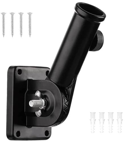 Flag Pole Holder Adjustable, Black Multi-Position Flag Pole Mounting Bracket, with Expansion Tube, Screw, Adjustable 180 Degree Aluminum Alloy Flagpole Mount, Suitable for Flag Installation