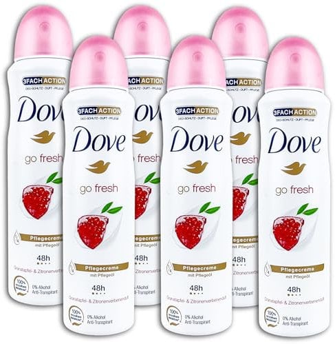 6 er Pack Dove Deospray Anti-Transpirant go fresh Granatapfelduft Deodorant Deo 6 x 150 ml