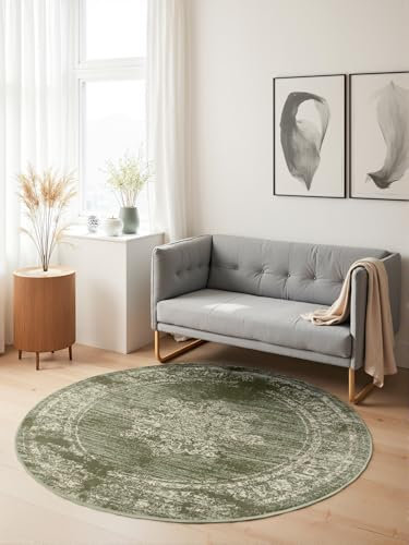 Hanse Home Lydia Kurzflor Teppich Rund – Orientalischer Wohnzimmerteppich, Kurzflor Klassisch, Weich im Orient Design für Wohnzimmer, Schlafzimmer, Esszimmer, Flur – Mint, Ø160cm