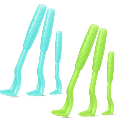 KEQGPCBE Blau-Grün 2-Farben-Set: 6 Zeckenhaken, zange & -hebel (3 Größen) für Hunde, Katzen, Pferde & Mensch – Alternative zu Zeckenpinzette & Zeckenkarte