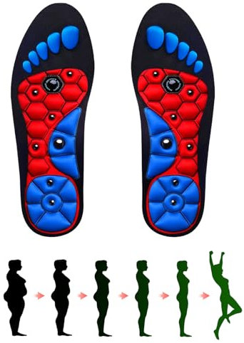 Magnetische Einlegesohlen, 1 Paar Magnetische Massage Gel Einlegesohlen, Akupressur Einlegesohlen Herrn Damen, Reflexologie Akupressur Einlagen Plantar Fasciitis Fuß Gesundheitspflege (Schwarz, 35-39)