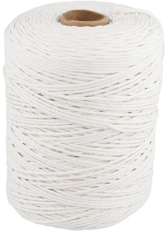 JIAYUET Makramee-Baumwollkordel, 3 mm x 500 m, weiß, 4 Stränge, gedreht, zum Basteln, dekorativ