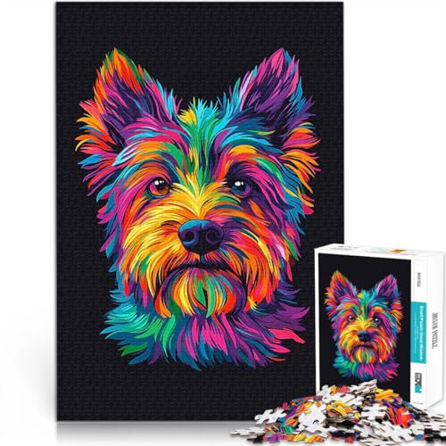 Adults Puzzles 1000 Piece Jigsaws Rainbow Yorkshire Terrier Stressabbau Jedes Stück ist einzigartig Anspruchsvolles Familienspiel50x70cm