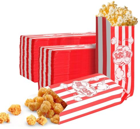 folaoerrr 300 Popcorn tüten Klein Popcorntüten Klein Popcornbecher Wiederverwendbare Popcorn tüte geeignet für Kino, Party und Heimkino Klassisches Design