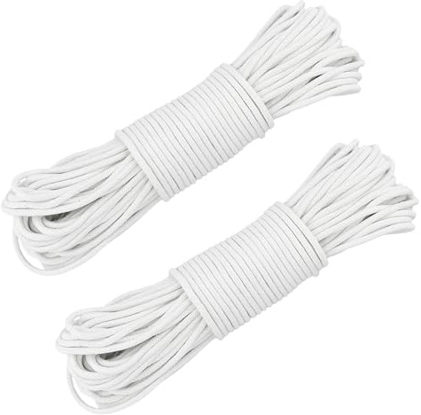 TAICHEUT 2PCS 50m/164ft x 6mm Thick Cotton Clothesline, Tear Resistant Rope Braided Garden Washing Line for Outdoor Drying,Crafts, Arts, Camping, 130kg Load Capacity