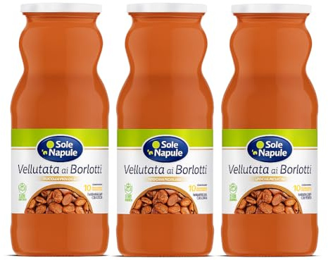 Sole e Napule Vellutata di Borlotti Senza Bucce – Crema di Fagioli Borlotti 100% Naturale, Senza Glutine – Confezione da 3 o 6 Bottiglie da 690g (3)