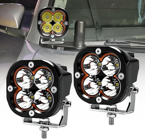Chelhead 3 Zoll LED Zusatzscheinwerfer mit gelbem DRL, IP68, 2 Stück | 80W LED Spotlicht mit IP68 Schutz, Led Arbeitsscheinwerfer kompatibel mit 9-30V Fahrzeugen wie SUV, LKW, ATV und UTV
