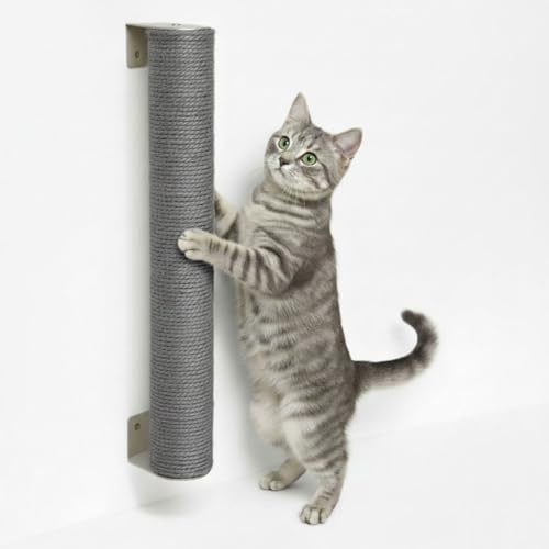 eyepower 60 cm Kratzbaum Wandmontage für Katzen - Sisal Kratzstamm Wand - Kratzsäule mit Sisalstamm - Kratzstange mit Bambus Wandbefestigung - Katzenkratzbaum für Kletterwand Katze - Katzenspielzeug
