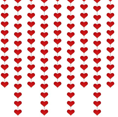 Herz Girlande Deko Valentinstag, Herz deko, Herzen Girlande Rot, Hängende Herzen Girlanden für Valentinstag dekos Brust dekos Party zum aufhängen Jubiläum Verlobung Hochzeit Geburtstag Feiertagsfeier