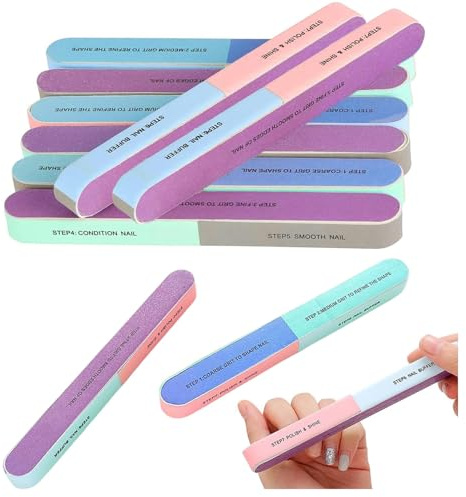 Limas para Uñas,10 Pcs Bloque Pulidor Uñas 4 Caras Profesionales Lima Pulidora Multifuncional 4 en 1 Pulidor Multidimensional Lima Bebé Suave para Naturales Casa y Salón de Belleza