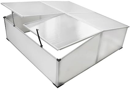 Mini Serre de Jardin, Serre Châssis Carré Potager Froide à 4 couvercles 108x110x41 cm