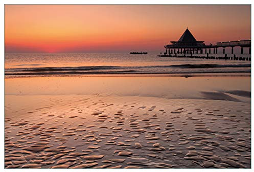 Wallario Küchenrückwand selbstklebend 90 x 60 cm, Motiv: Strand am Abend - Seebrücke am Ostseebad Heringsdorf | Spritzschutz abwischbar & pflegeleicht