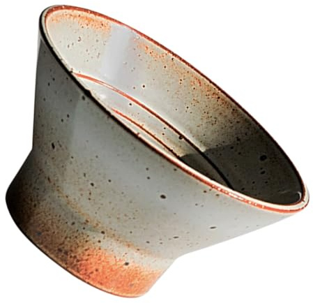 Operitacx Ciotola Rialzata in Terracotta Grezza da 275ml, Design Vintage Artigianale Grande Apertura, Facile da Pulire, per Servire Zuppe e Alimenti a Casa
