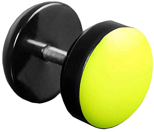 viva-adorno® 1 Stück Fake Plug Ohrstecker Edelstahl Acryl schwarz mit farbig emaillierter Front Z465 Schwarz/Neon Gelb