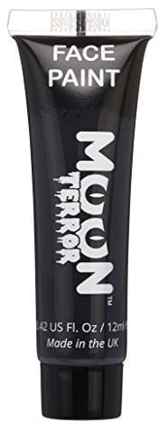 Moon Terror Pintura facial de Halloween Pintura corporal | Maquillaje SFX, Maquillaje de efectos especiales Medianoche negro 12 ml (Paquete de 1)