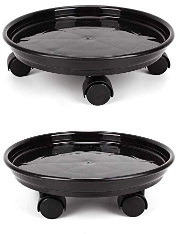 Asdomo Lot de 2 supports de pots de fleurs sur roulettes pour intérieur et extérieur 30 cm