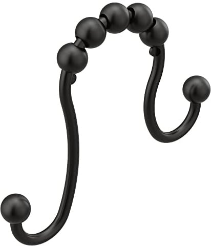 Moen Matte Black Shower Curtain Rings, Pack of 12, SR2201BL